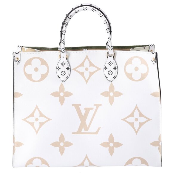 Louis Vuitton Giant Monogram Onthego GM Tote Green Khaki Beige - Picture 1 of 7